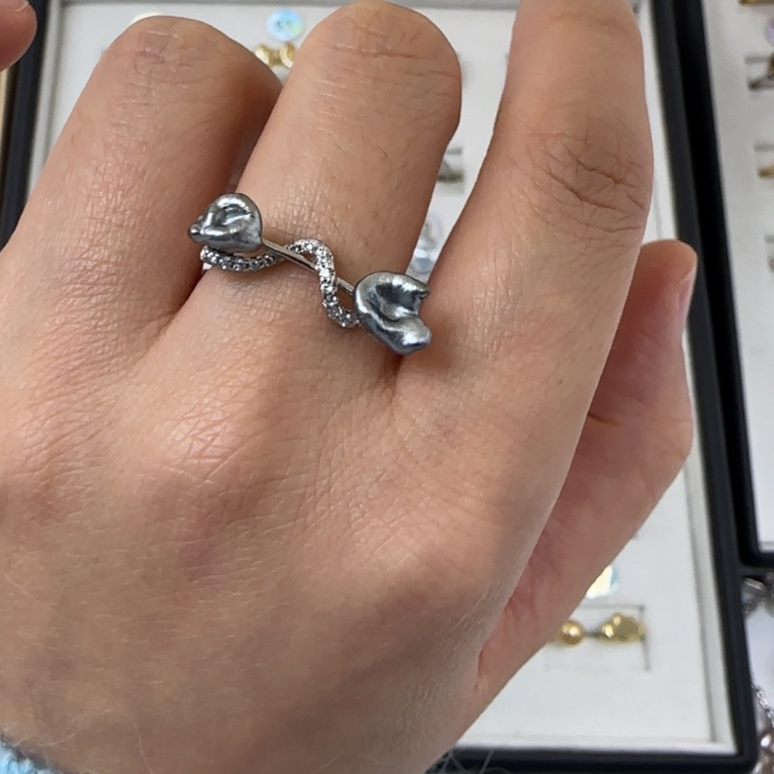 海水珍珠银S925镶嵌戒指