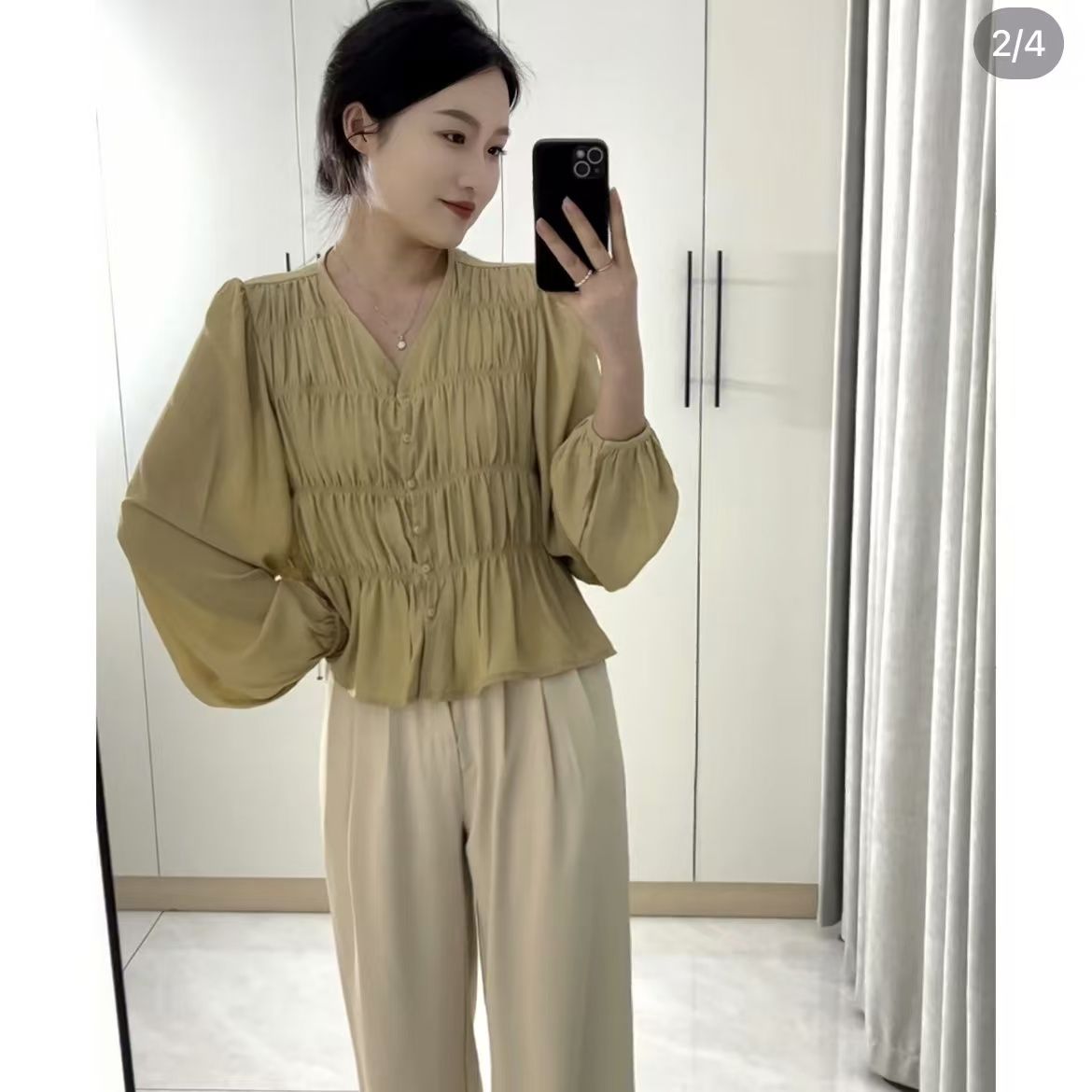 23270/15设计感褶皱衬衫