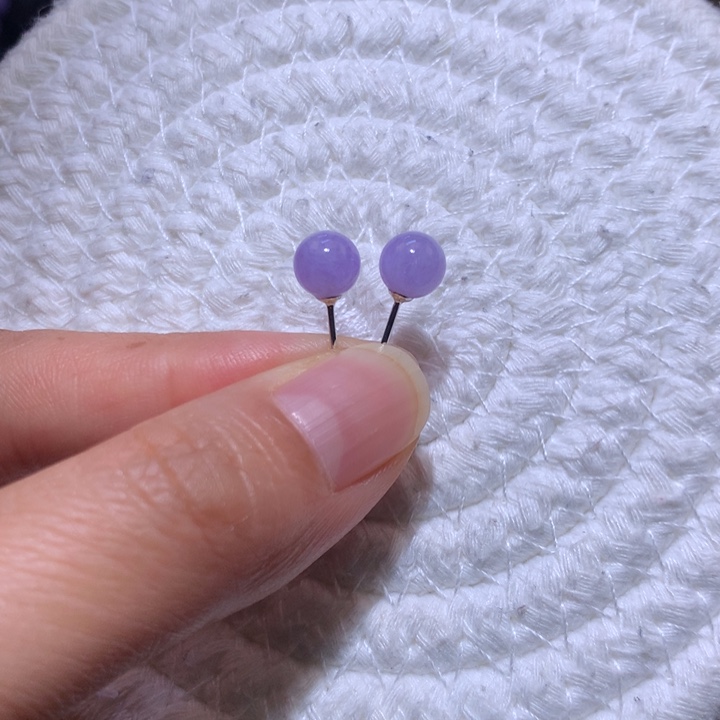 翡翠耳饰18K金镶嵌红紫珠耳钉