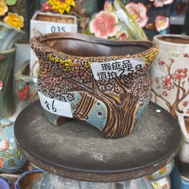 紫砂花盆粗陶材质多肉花盆