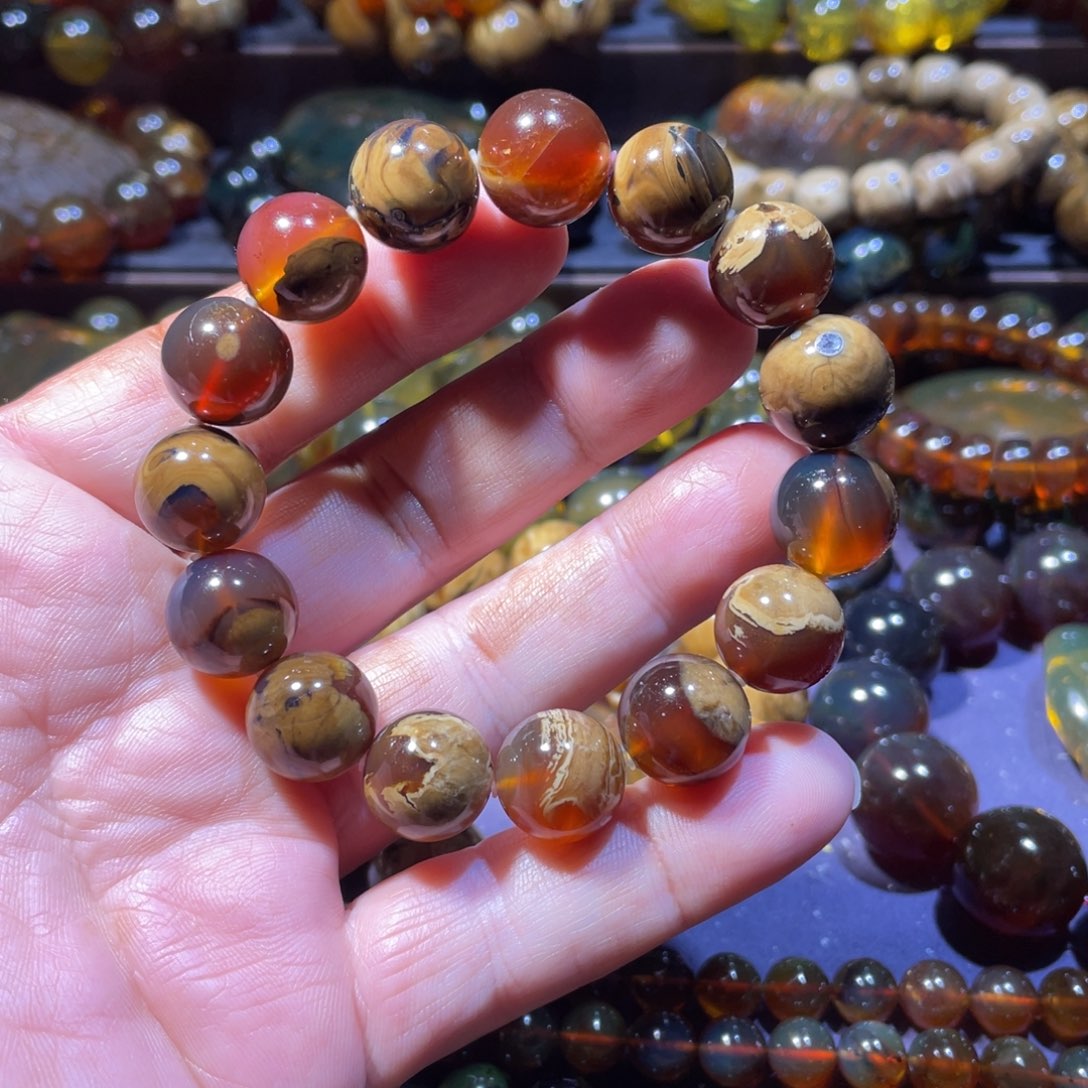 琥珀未镶嵌手链天然