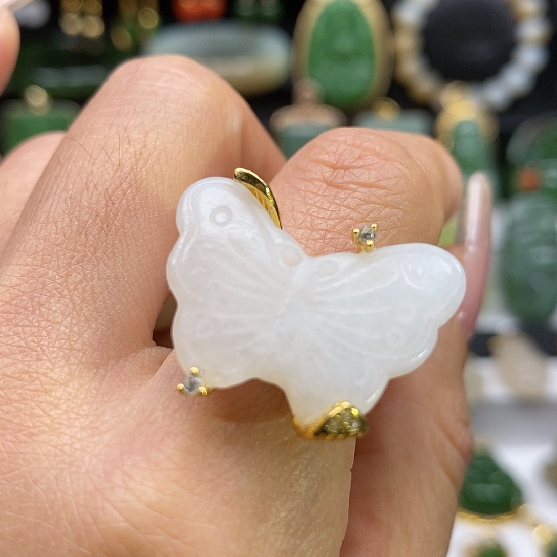 和田玉颈饰银S925镶嵌