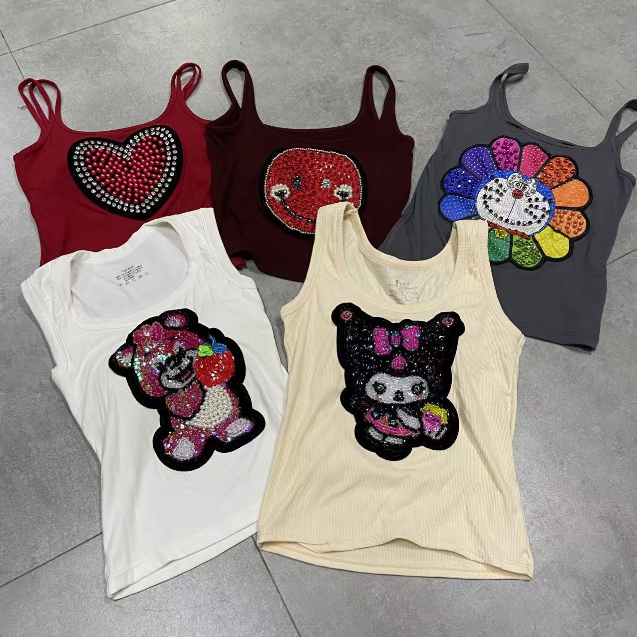 欧货重工百搭烫钻钉珠美背背心合集 DZ250327