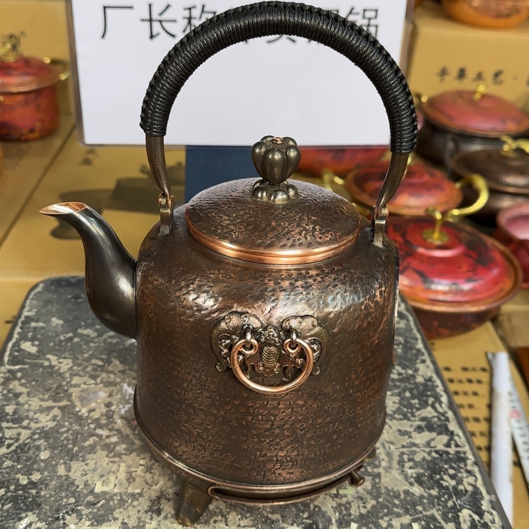 铜1.3L紫铜一体式火壶。  