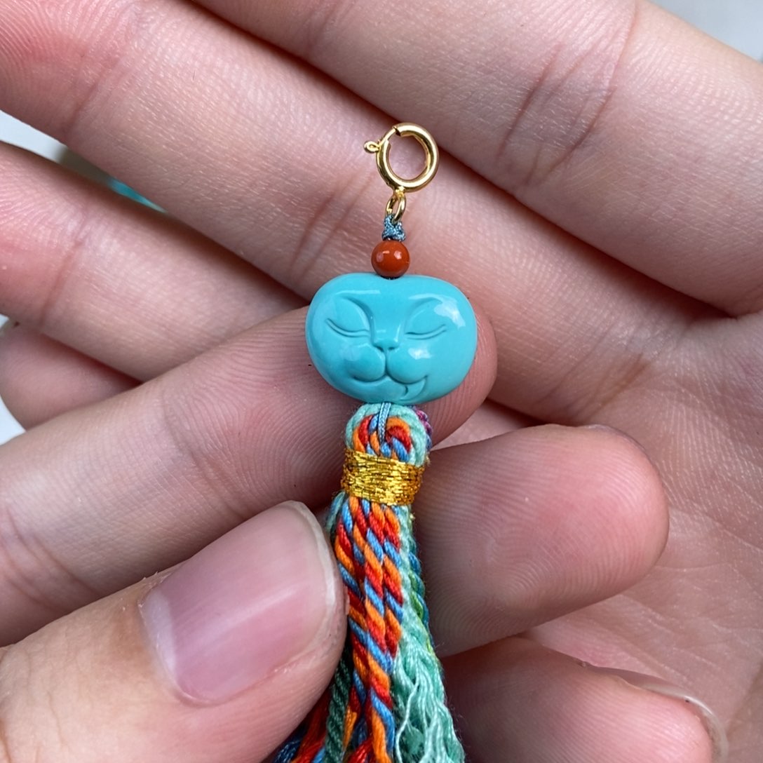 绿松石雕刻银S925镀金镶嵌