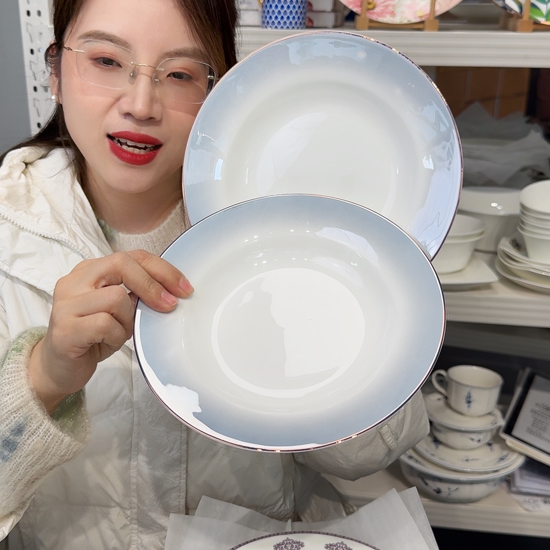 骨瓷高骨8英寸汤盘20*3.5cm一2个