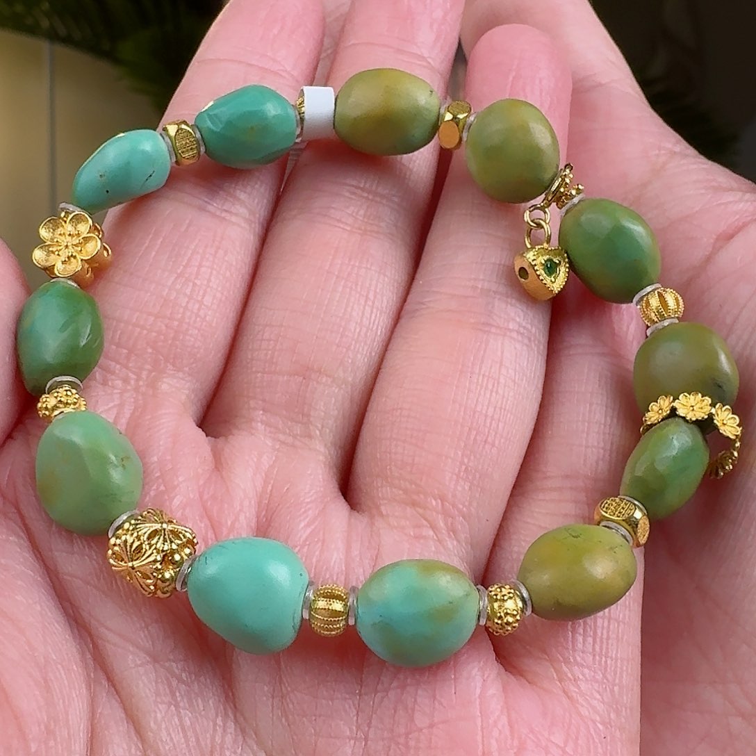 绿松石珠宝奇石18K金镶嵌