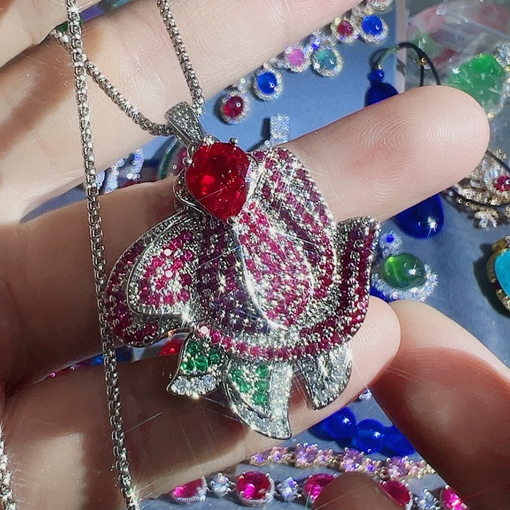 钨金红色满钻镶嵌