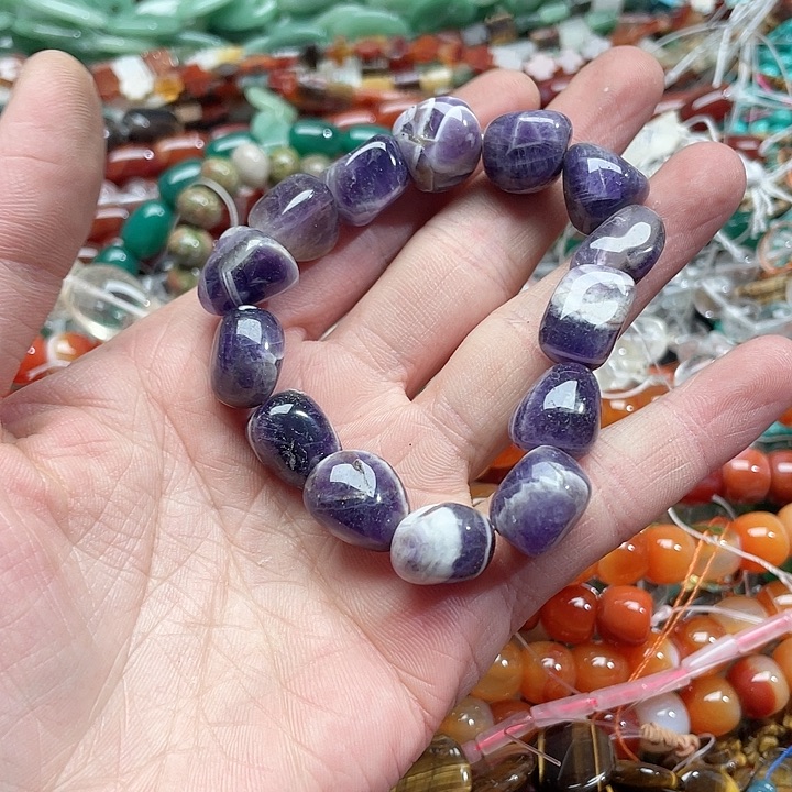 玛瑙/玉髓珠宝半成品未镶嵌一条14mm紫水晶手串