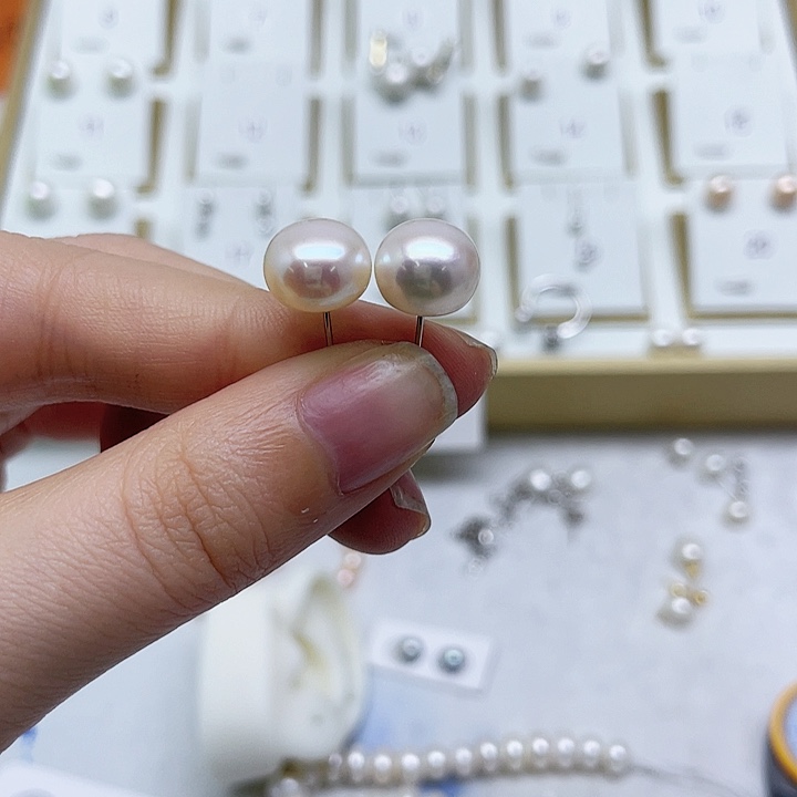 淡水珍珠耳饰银S925镶嵌许****
