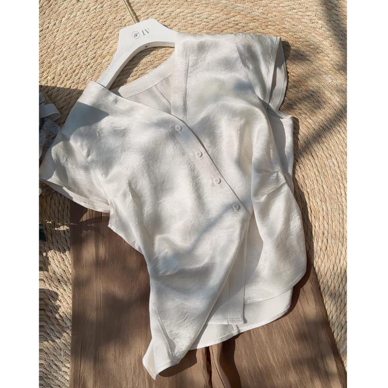 新款夏季爆款纯醋酸透气舒适百搭气质2025年女薄上衣