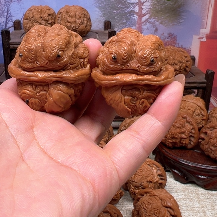 核桃把件蛤蟆头金蟾