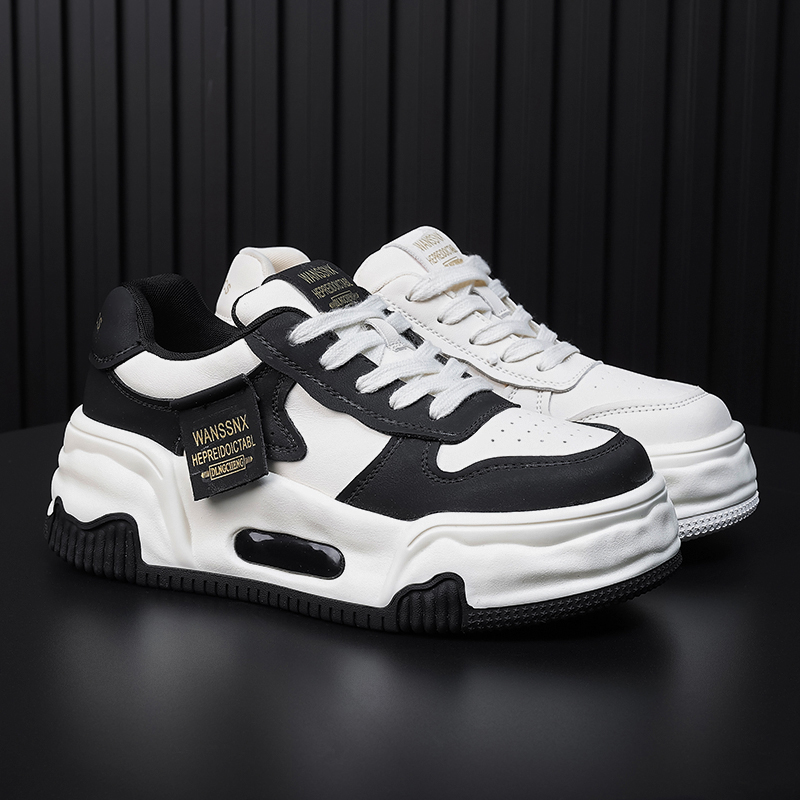 【棉花糖】新款女款厚底增高时尚百搭熊猫休闲小白板鞋L60