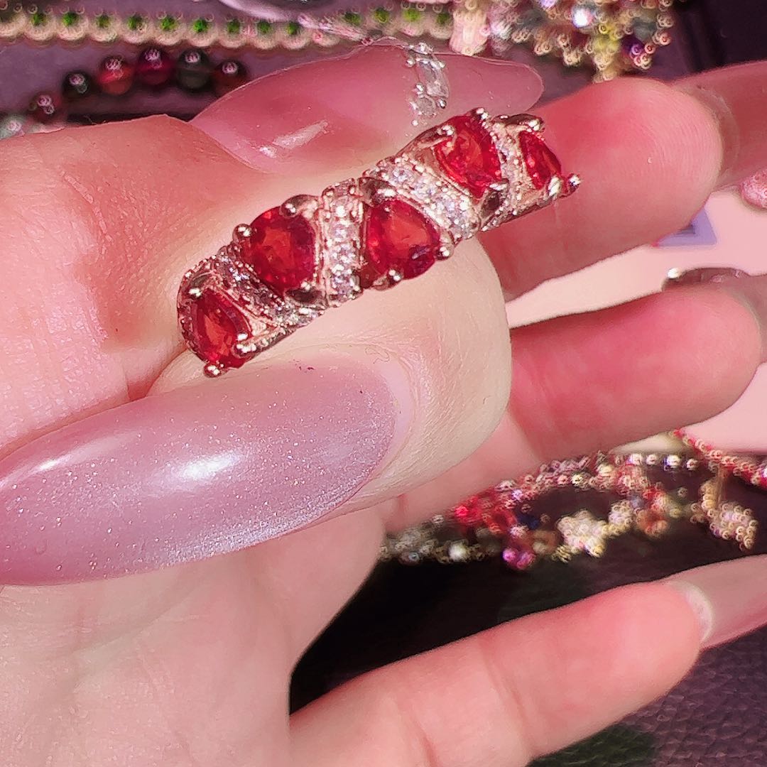 彩色蓝宝石戒指银S925镶嵌