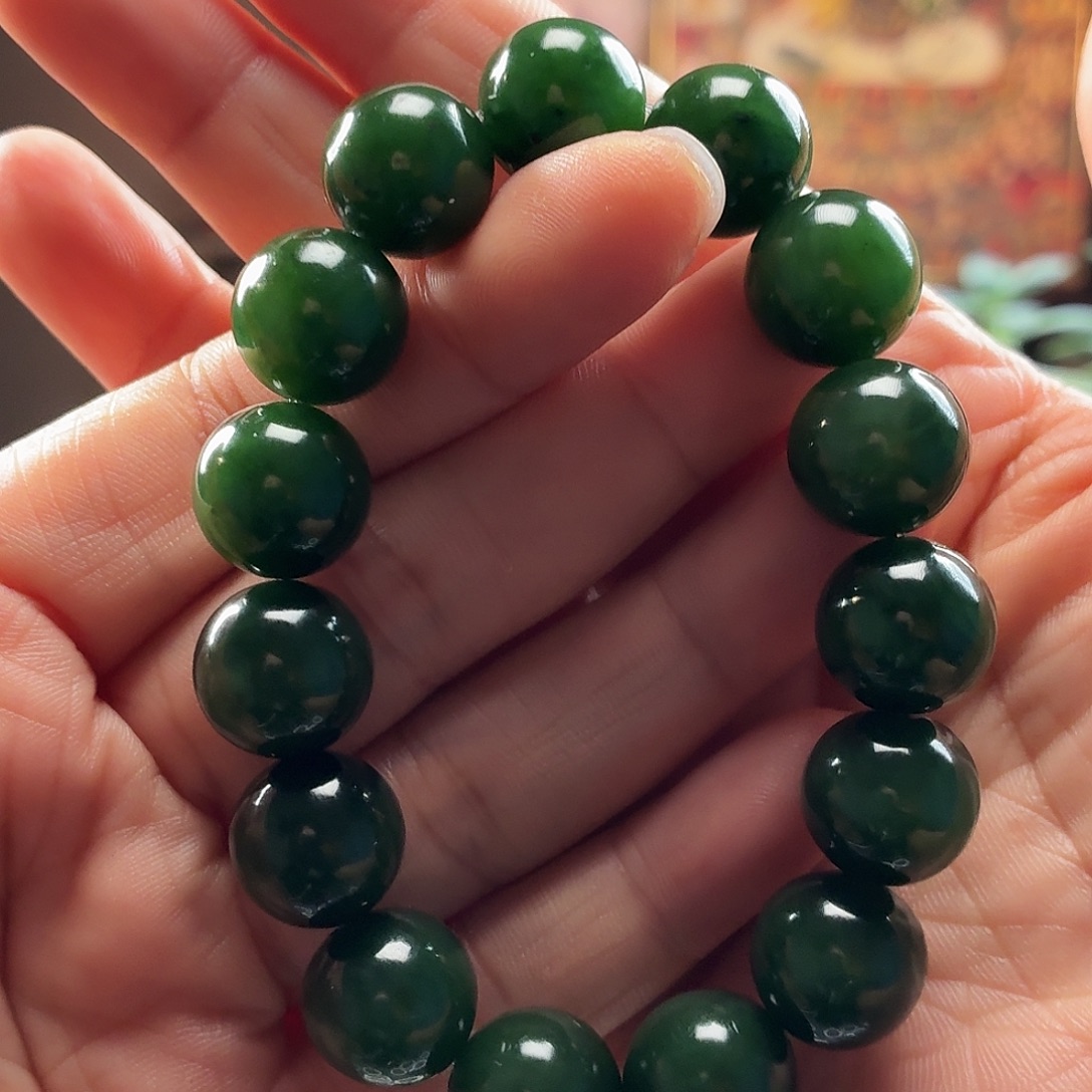 和田玉未镶嵌手链新疆和田玉碧玉圆15