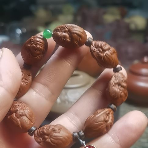 绿泥紫砂财神手串