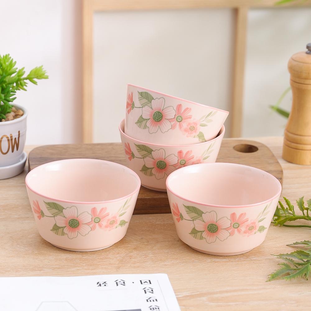 6只碗珊瑚海系列清新高档釉下彩陶瓷餐具4.5英寸米饭碗甜品碗