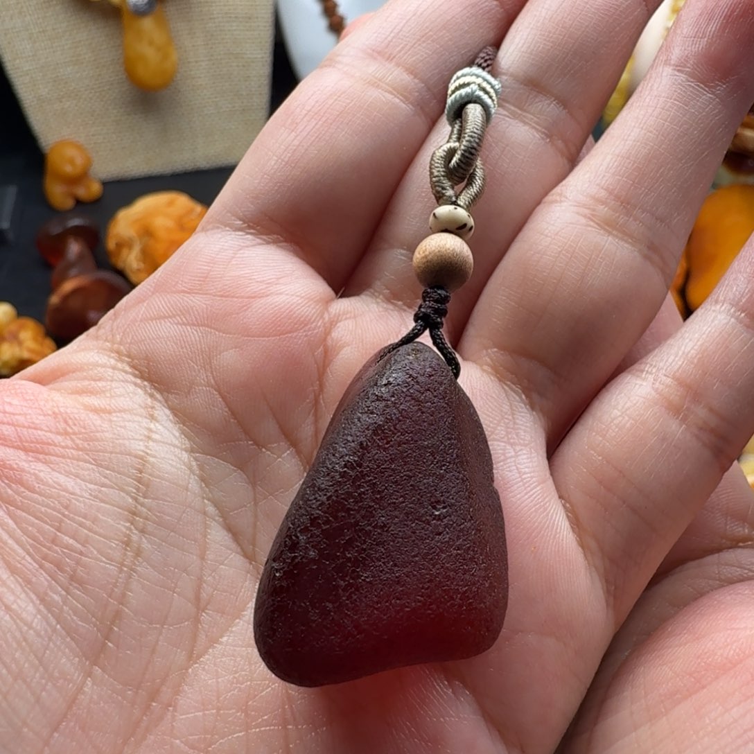 琥珀裸石未镶嵌海漂原石吊坠