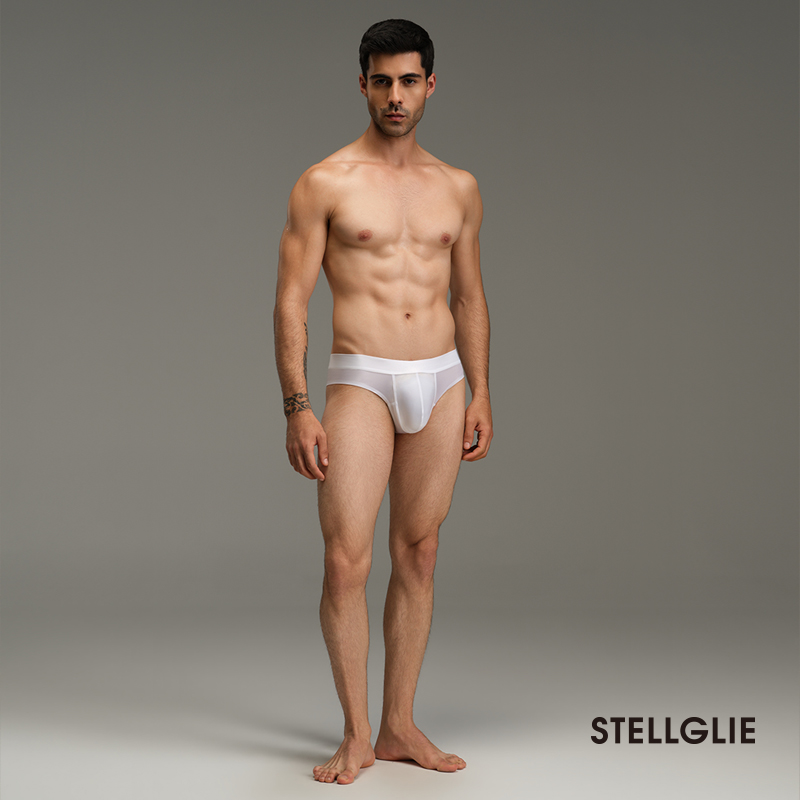 stellglie[银河系列]缎面光感丝滑无痕单层囊带比基尼男士内裤
