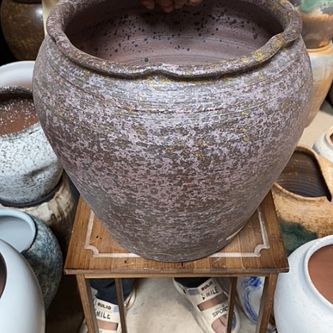 紫砂花盆口28高度32铁锈