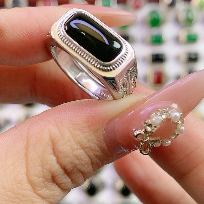 【闪购商品】银S925镶嵌戒指玛瑙/玉髓