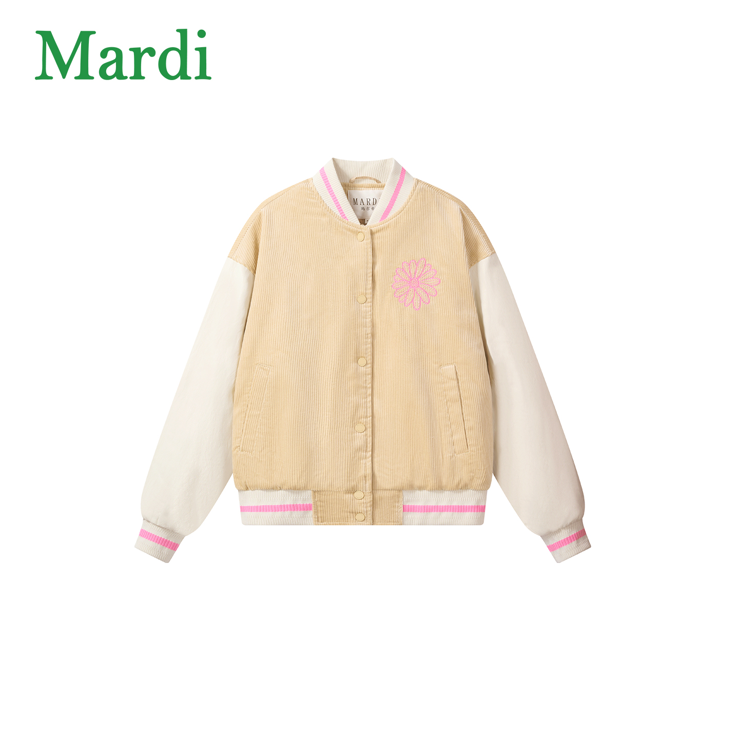 Mardi冬季刺绣棒球服保暖撞色拼接棉服女休闲百搭外套MMF2542247