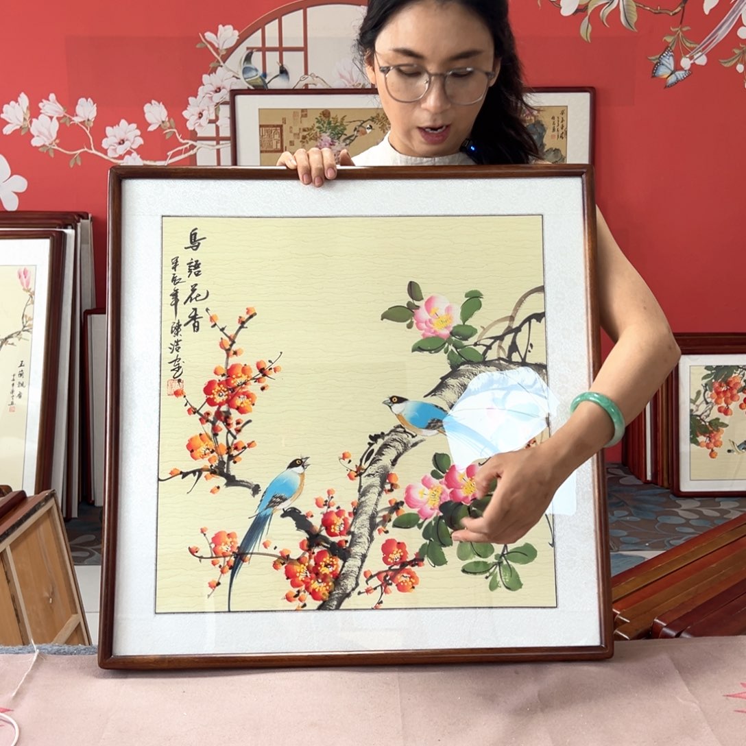 国画手写手绘带框包邮62✖️62国画作品