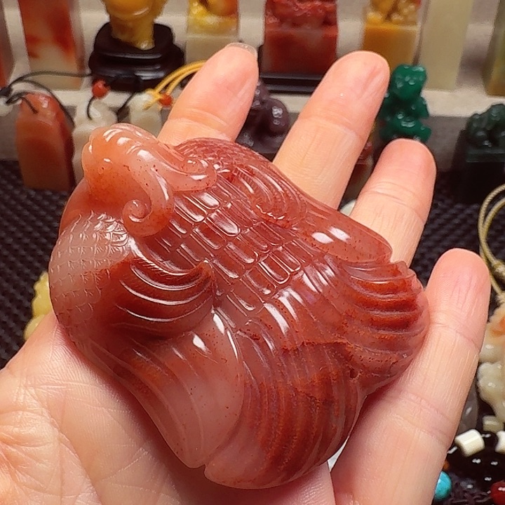 寿山石印石紫****升寿山石芙蓉