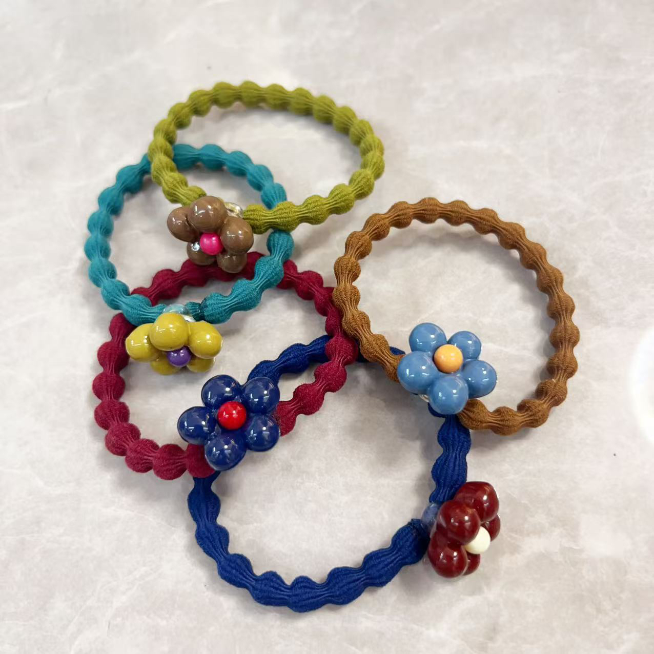 简约甜美彩色花朵弹力发绳皮筋J2300