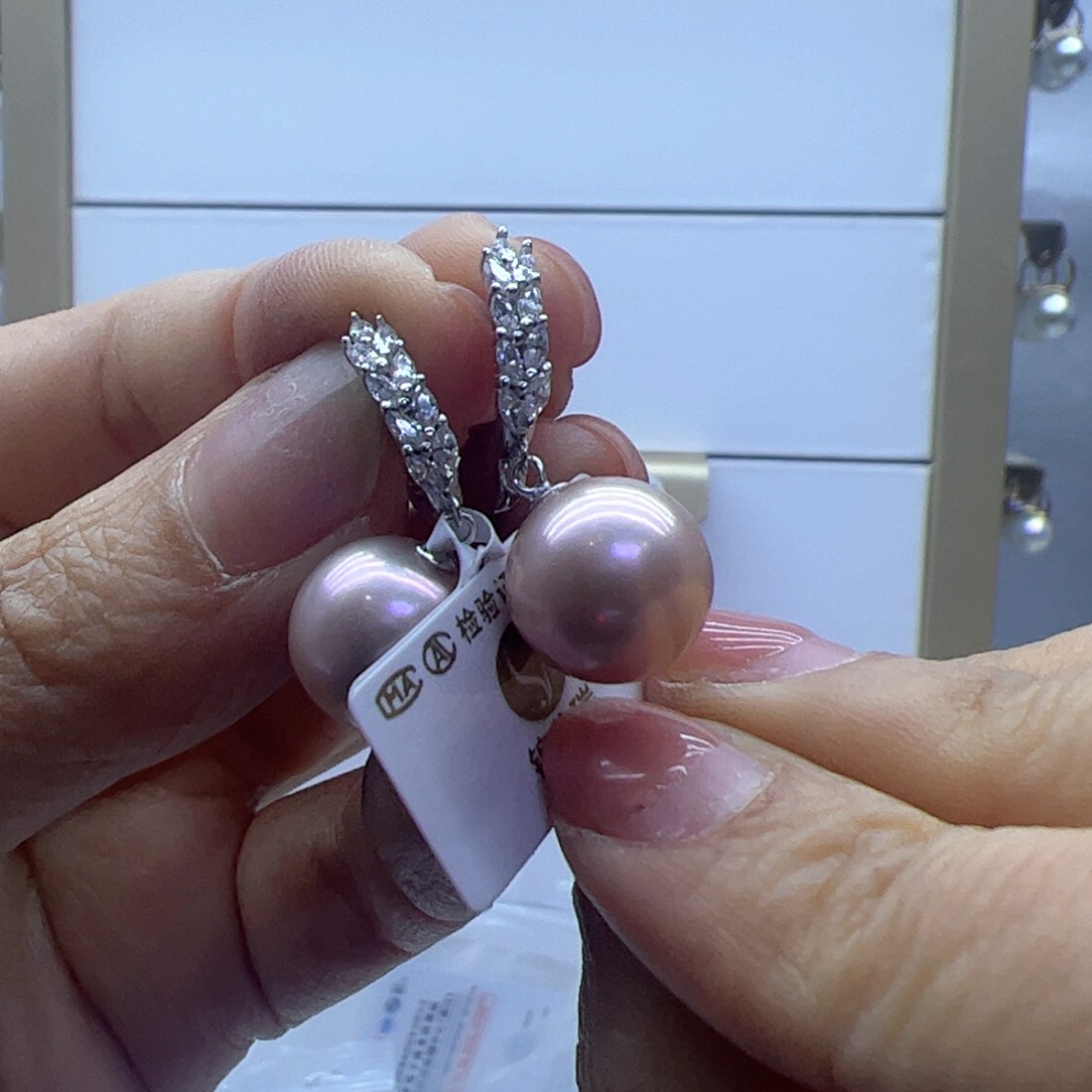 淡水珍珠耳饰银S925镶嵌