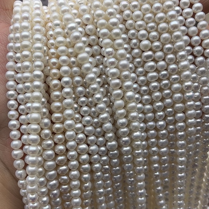 未镶嵌玛瑙/玉髓珠宝半成品一条5-6mm左右椭圆珍珠