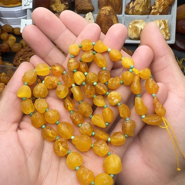 蜜蜡未镶嵌裸石天然蜜蜡项链