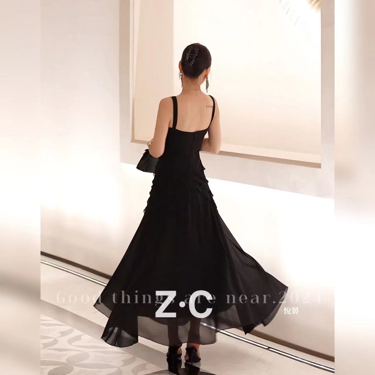 程悦夫妇【美神维拉斯】A-01649法式气质连衣裙荷叶边收腰设计感