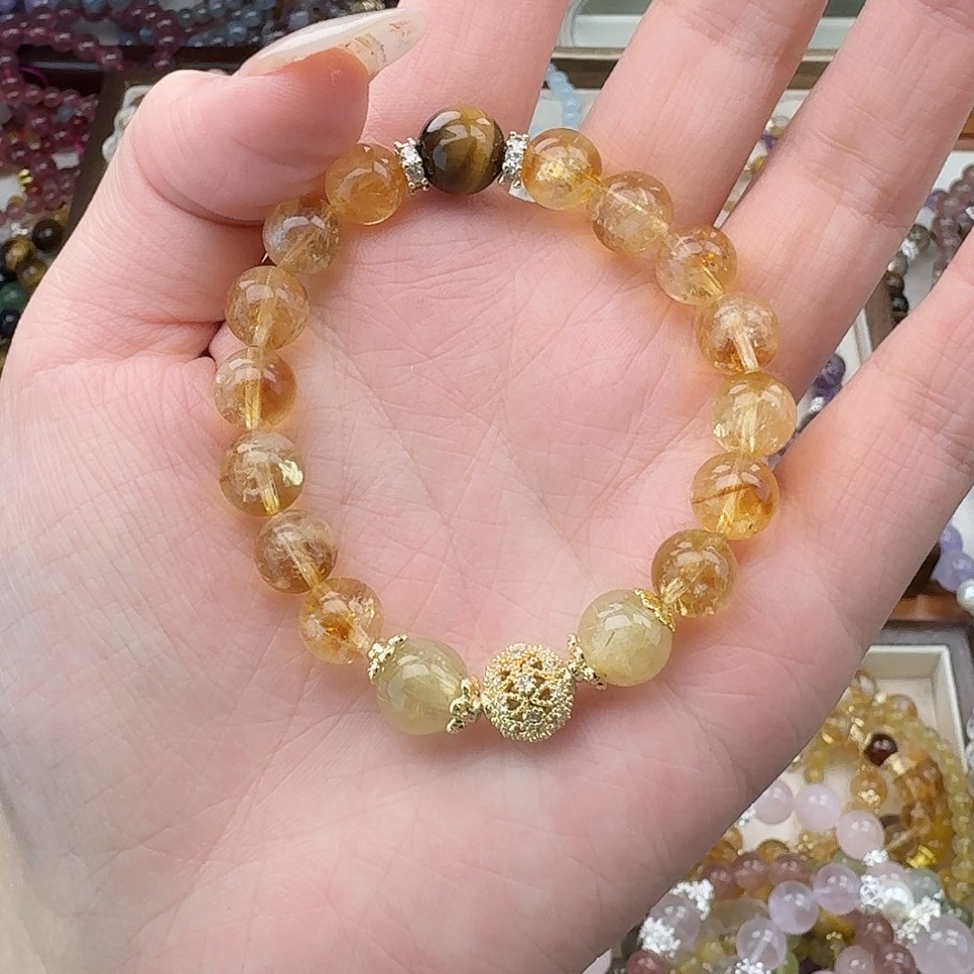 烟晶手链银S925镶嵌好