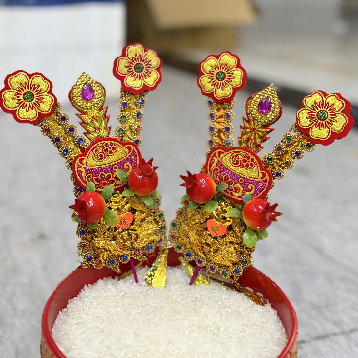 金花带彩砖石榴潮汕家用适用财神爷地主爷阿婆天地父母成品约23高