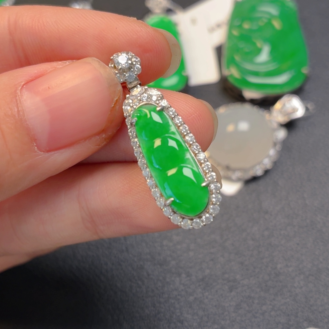 翡翠银S925镶嵌吊坠(不含链)