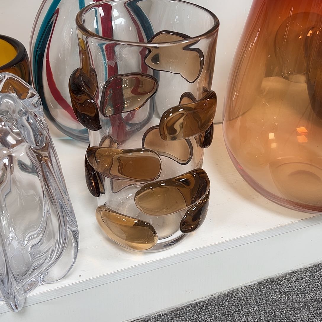 琉璃高27透明棕片琉璃花器