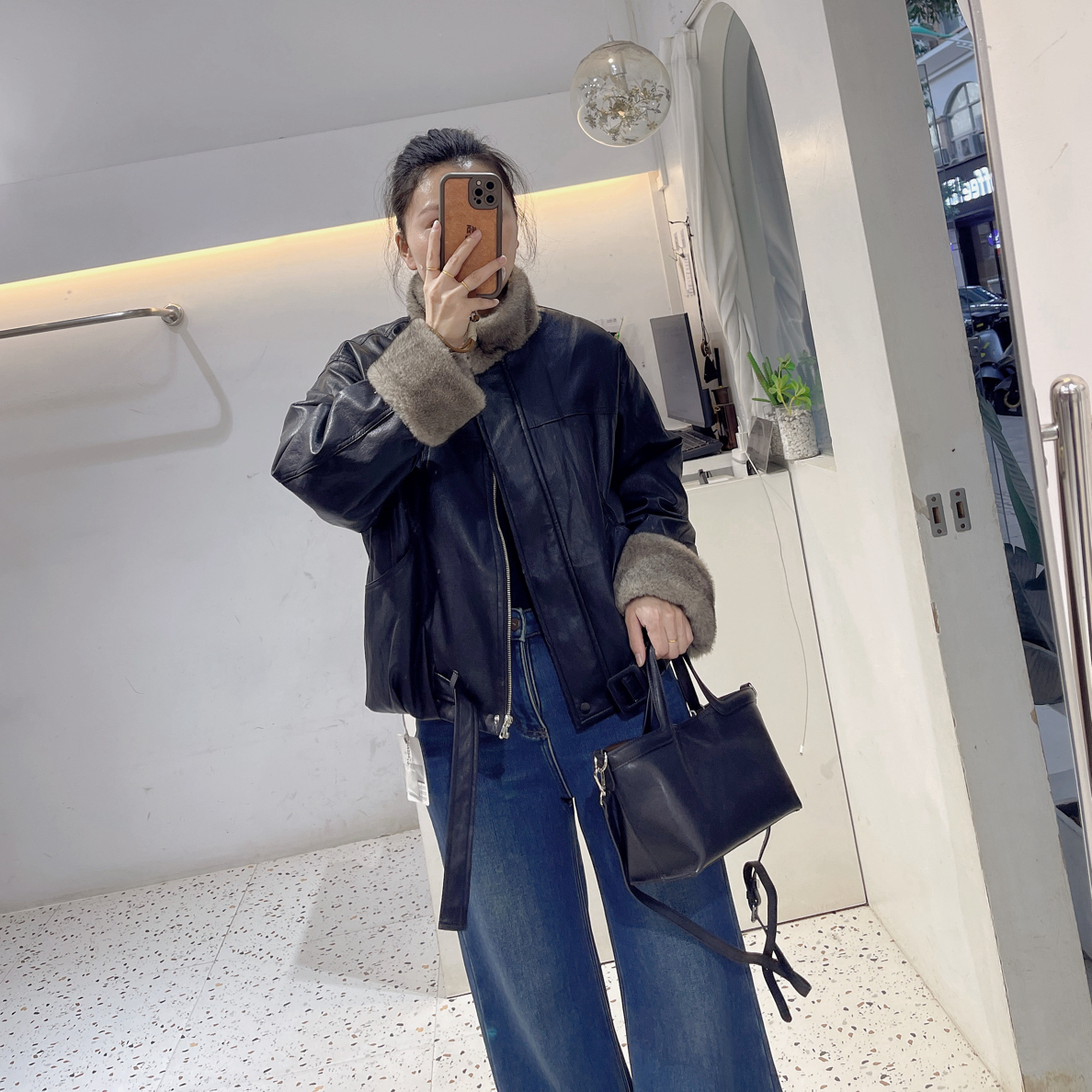 冬季毛领皮衣外套内里压缩羽绒服1079