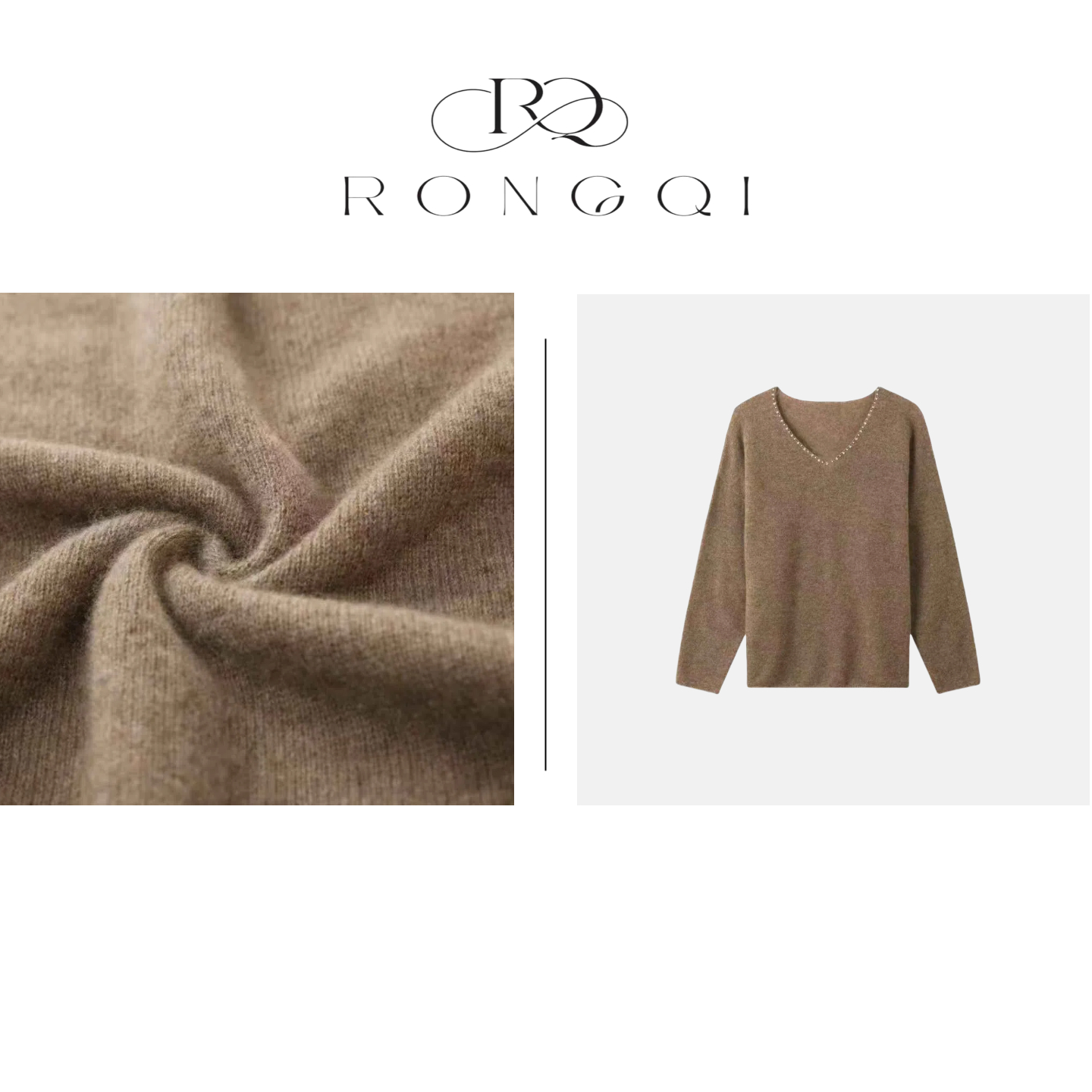 "与共春秋【绒起】山羊绒宽松慵懒镶钻针织衫X4121