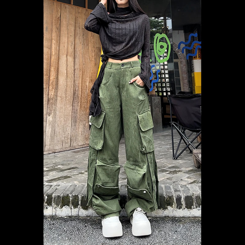 （清清款）55998多口袋机能工装裤2025高街直筒宽松拖地阔腿休闲