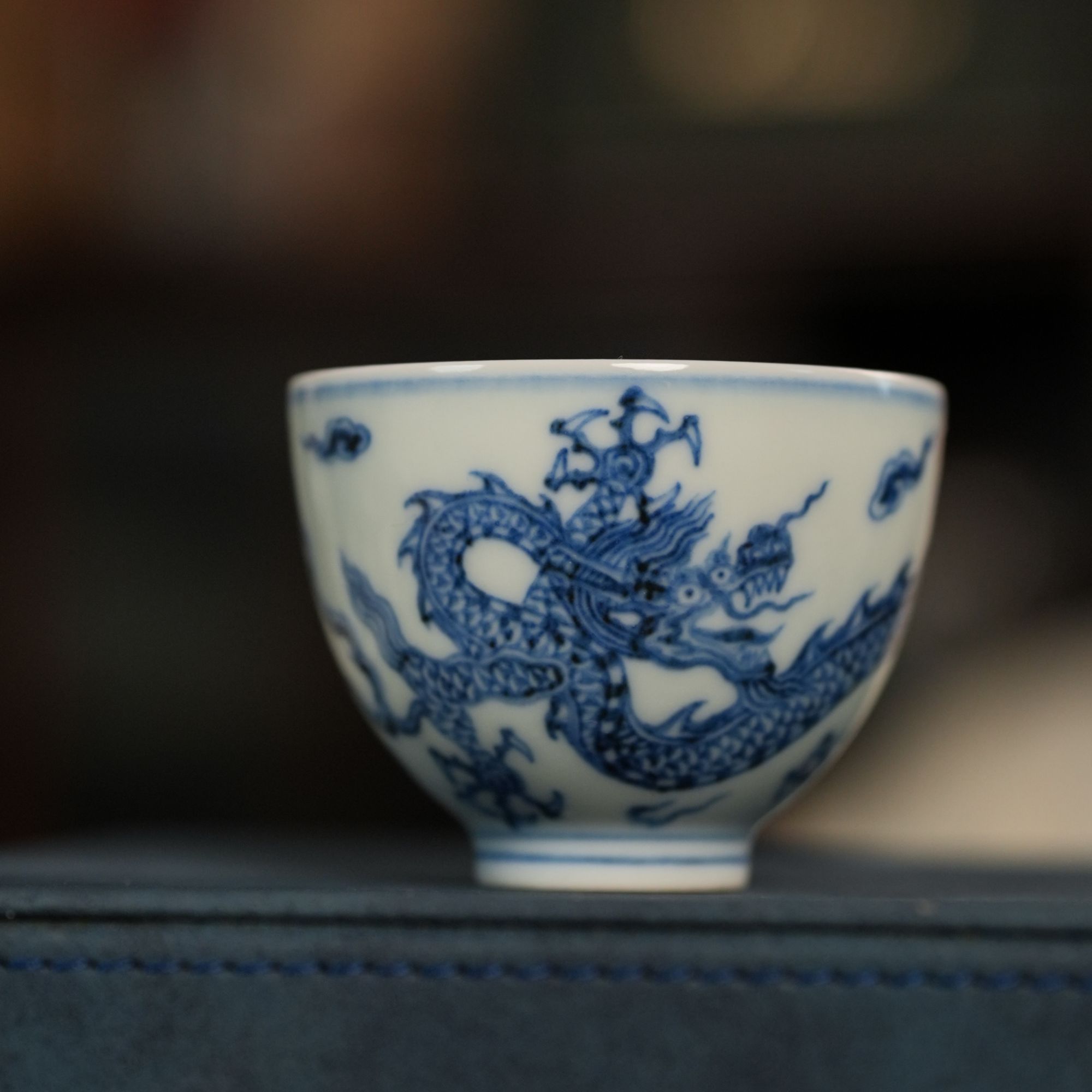半赋堂仿明景德镇青花龙纹小杯茶杯手绘古品茗杯主人杯岩茶杯