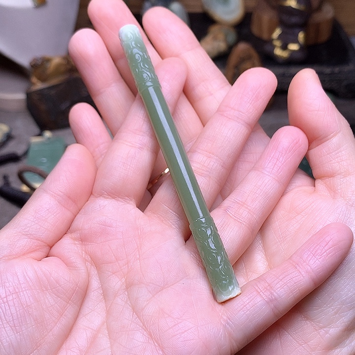 岫岩河磨玉（透闪石质玉）手把未镶嵌后*