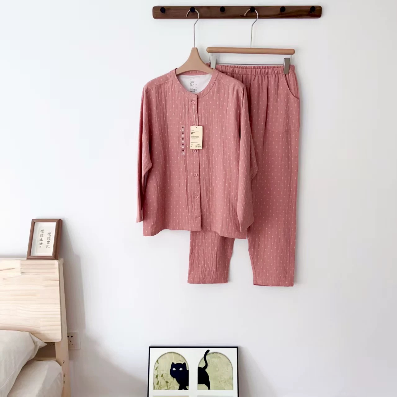 【布丁格】女士（长袖长裤）春秋款全棉家居服睡衣女款双层棉纱睡衣