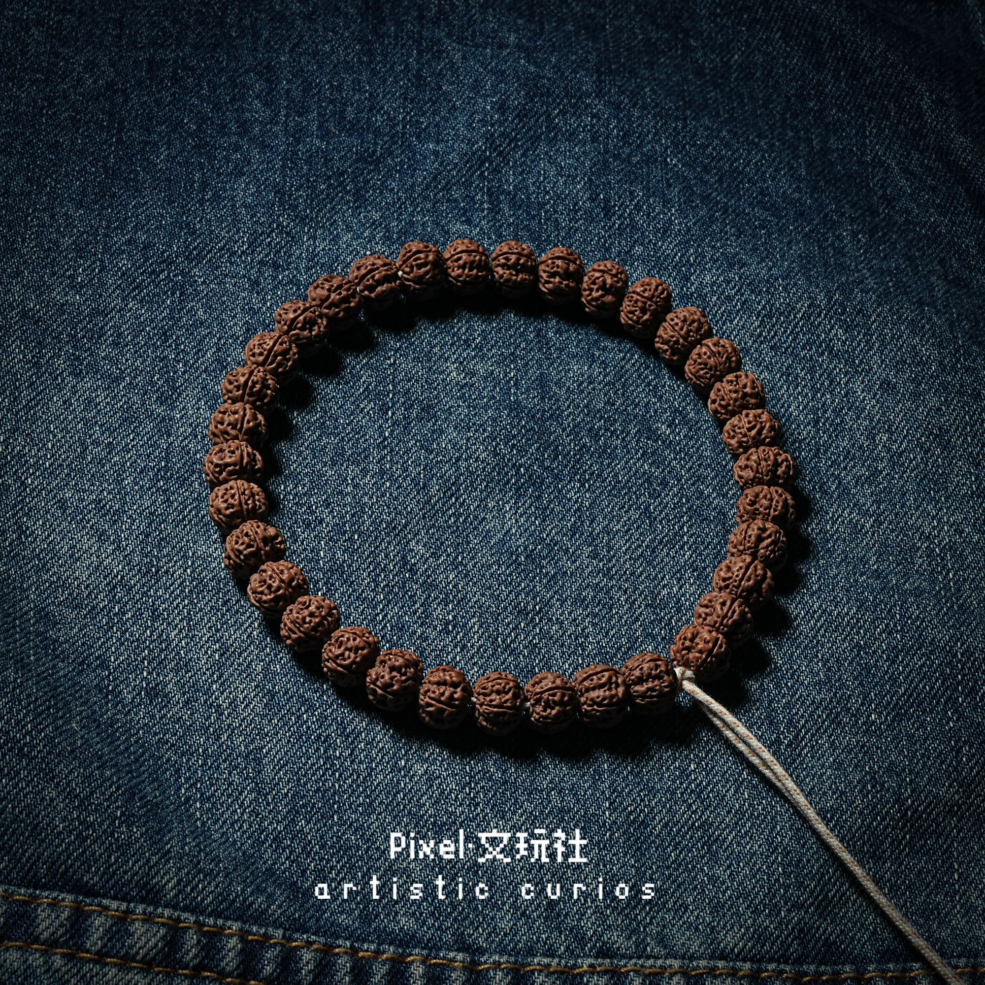 像素·文玩社【凹底梅影】原桩梅花单圈小金刚菩提手持