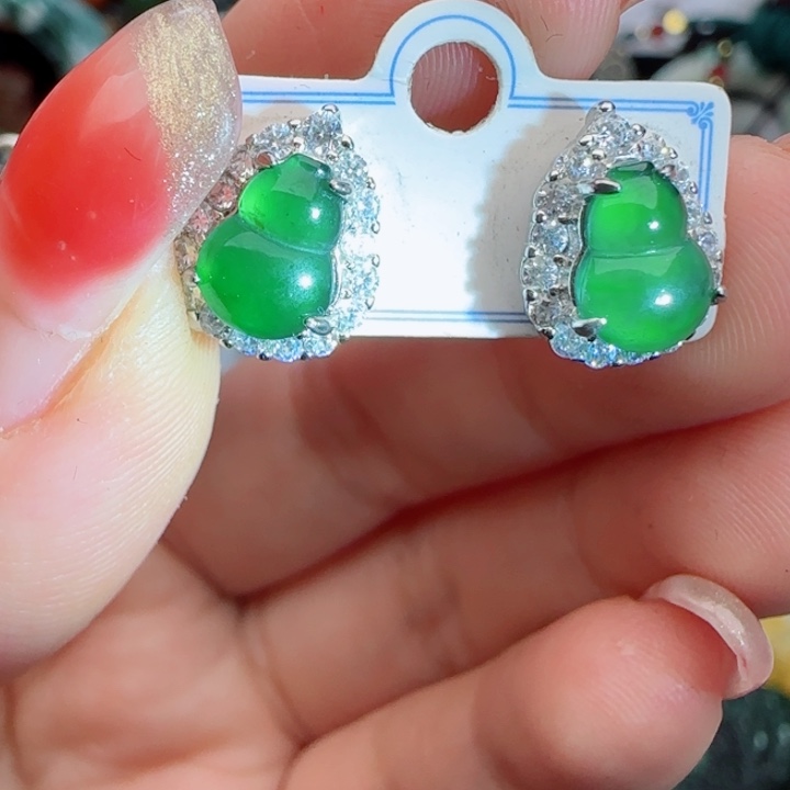 翡翠耳饰未镶嵌天然A货96