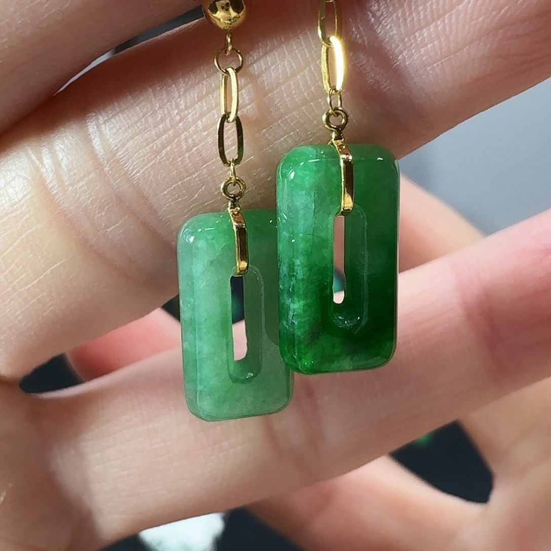 翡翠耳饰18K金镶嵌耳饰