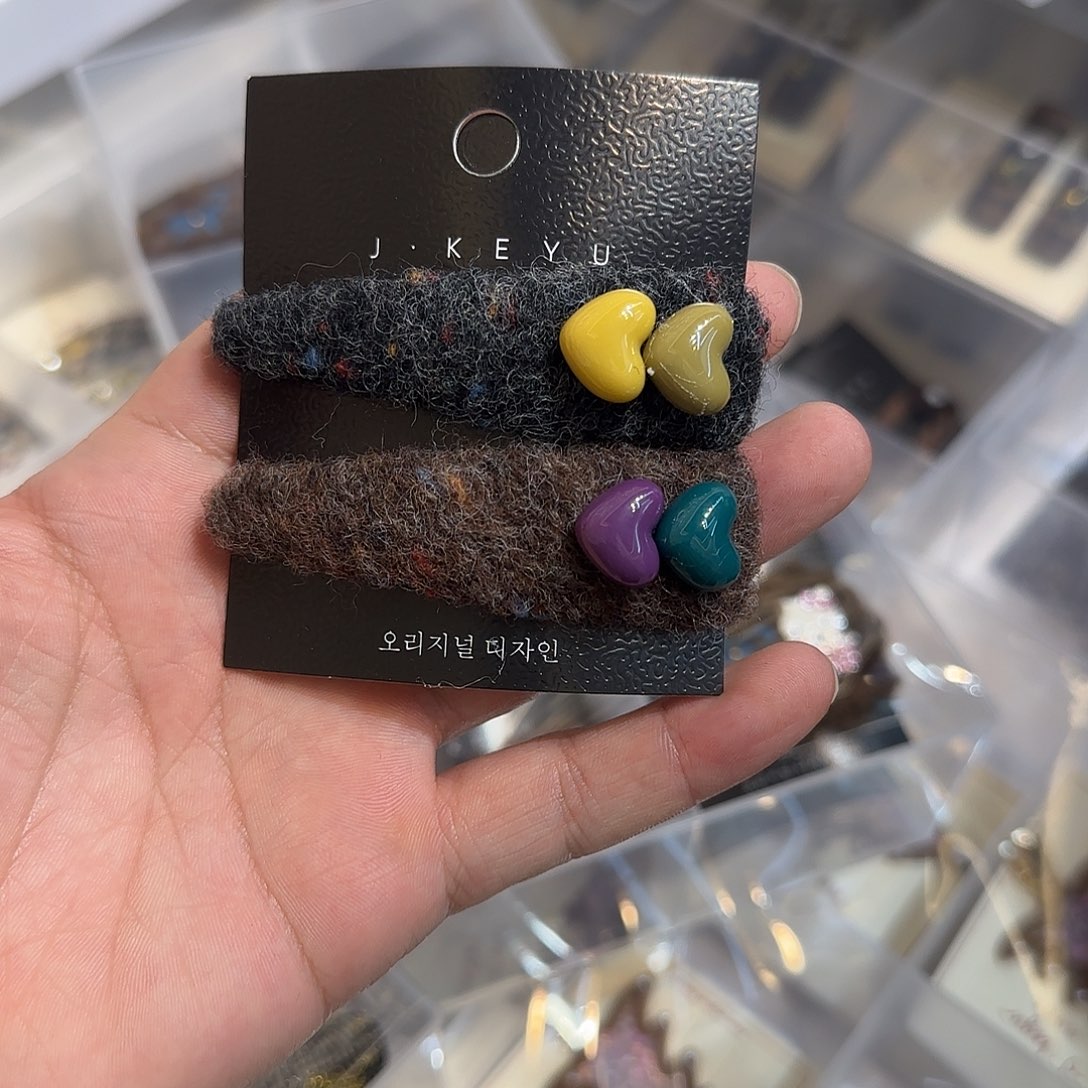 布艺非金属K01爱心掰掰夹2个