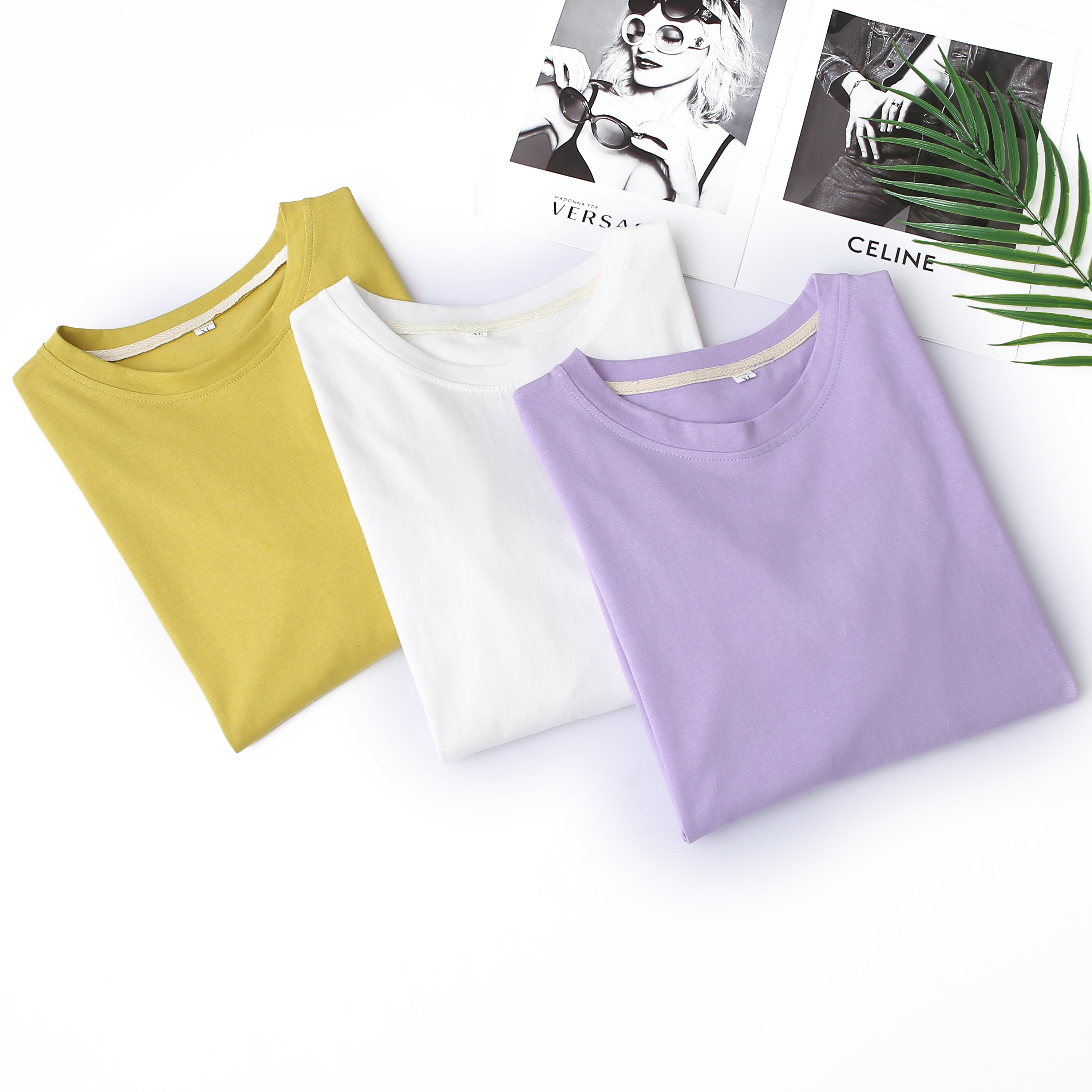 2025春夏季韩版新款休闲上衣200斤胖mm宽松圆领七分袖简约百搭t恤