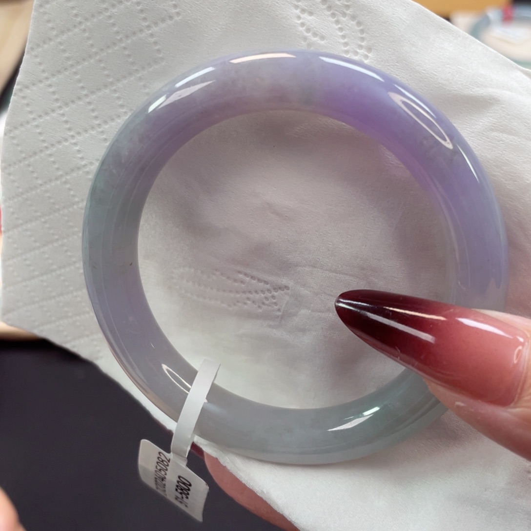 未镶嵌手镯翡翠27号51日落晚霞春彩美人条微瑕大漏