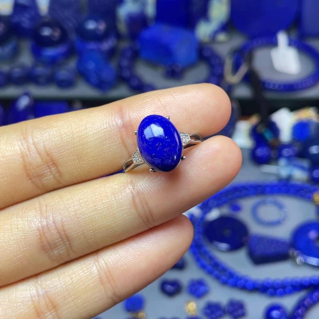 青金石银S925镶嵌戒指（可调节）